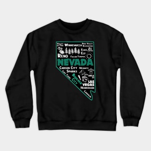 Boulder City Nevada Map Las Vegas Winnemucca Reno Elko Ely Sparks Henderson Laughkin Crewneck Sweatshirt